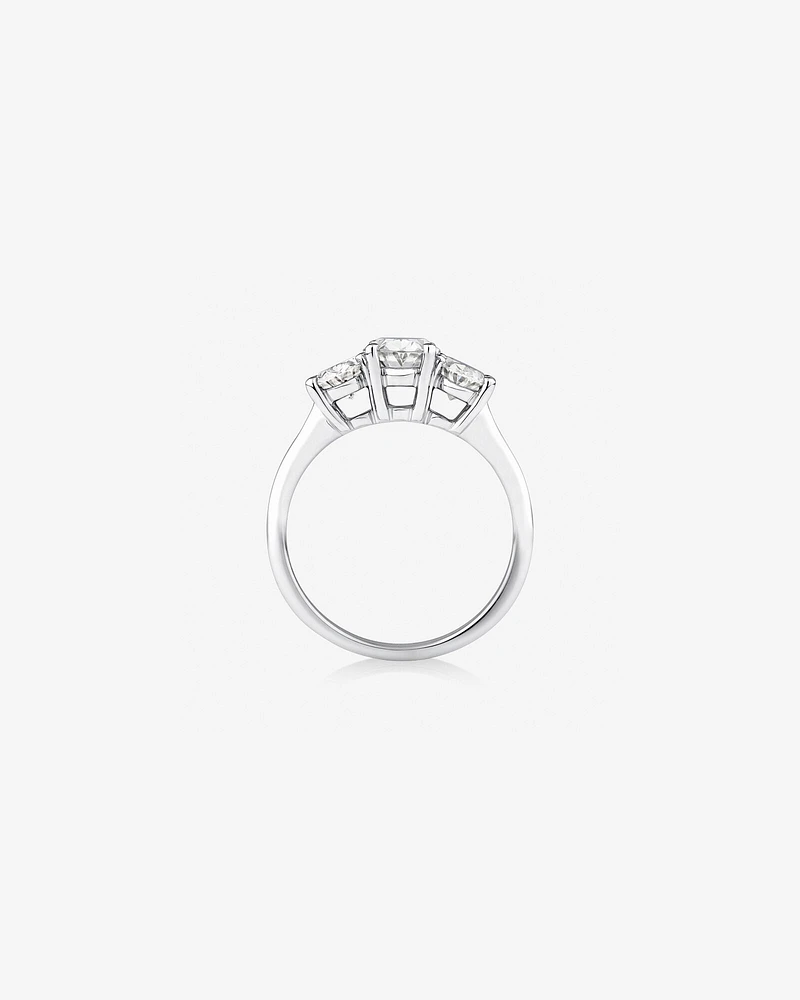 2 Carat Three Stone Oval Laboratory-Grown Diamond Ring In 14kt White Gold