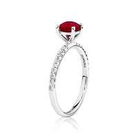 Solitaire Ruby Ring with 0.25 Carat TW of Diamonds in 10kt White Gold