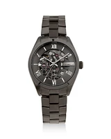 Automatic Skeleton Watch In Grey Tone Stainless Steel