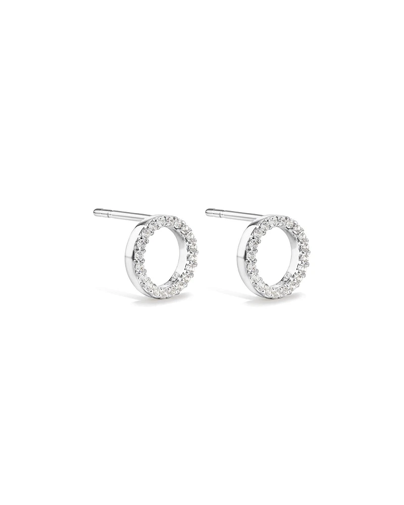 Boutons d'oreilles en argent sterling en forme de cercle avec zircons cubiques