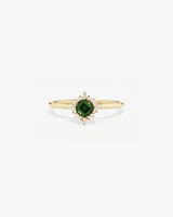 Ring with Green Tourmaline & Diamonds in 10kt Yellow Gold