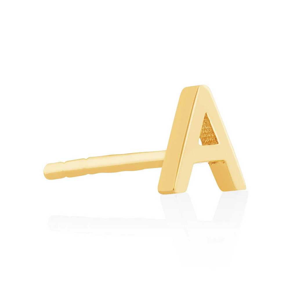 G Initial Single Stud Earring in 10kt Yellow Gold