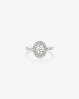 Oval Halo Ring with 0.90 Carat TW of Diamonds in 18kt White Gold