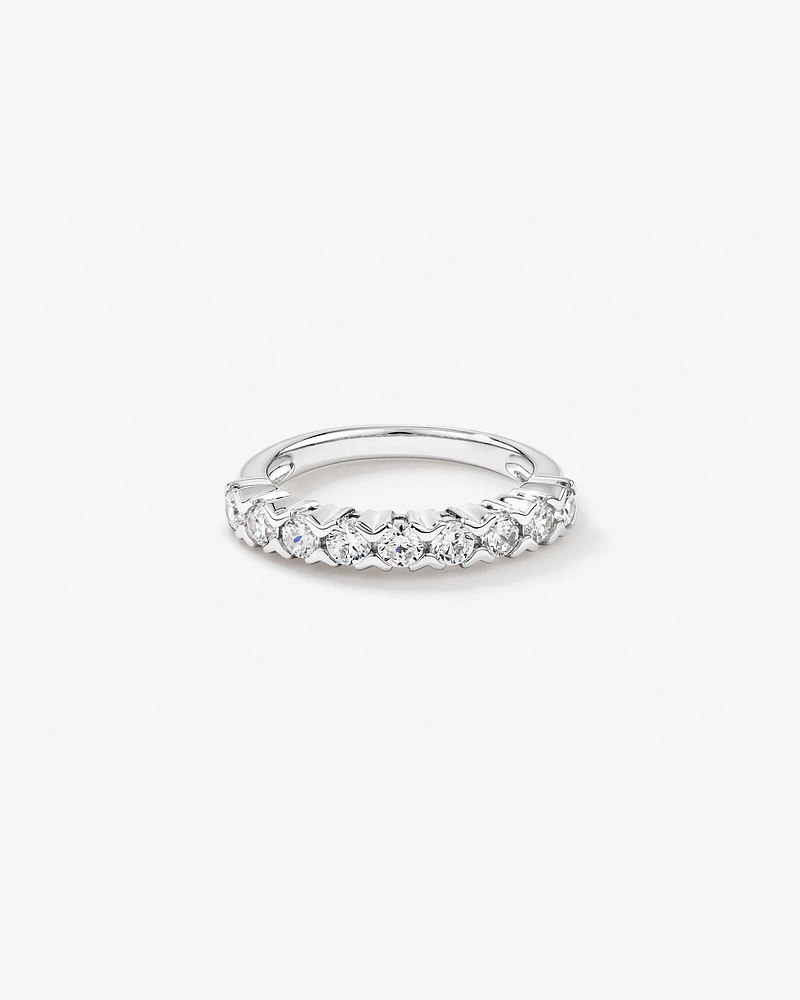 Round Cubic Zirconia Half Eternity Band in 10kt Yellow Gold