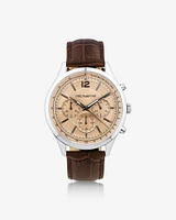 Men's Chronograph Watch in Stainless Steel & Brown Leather