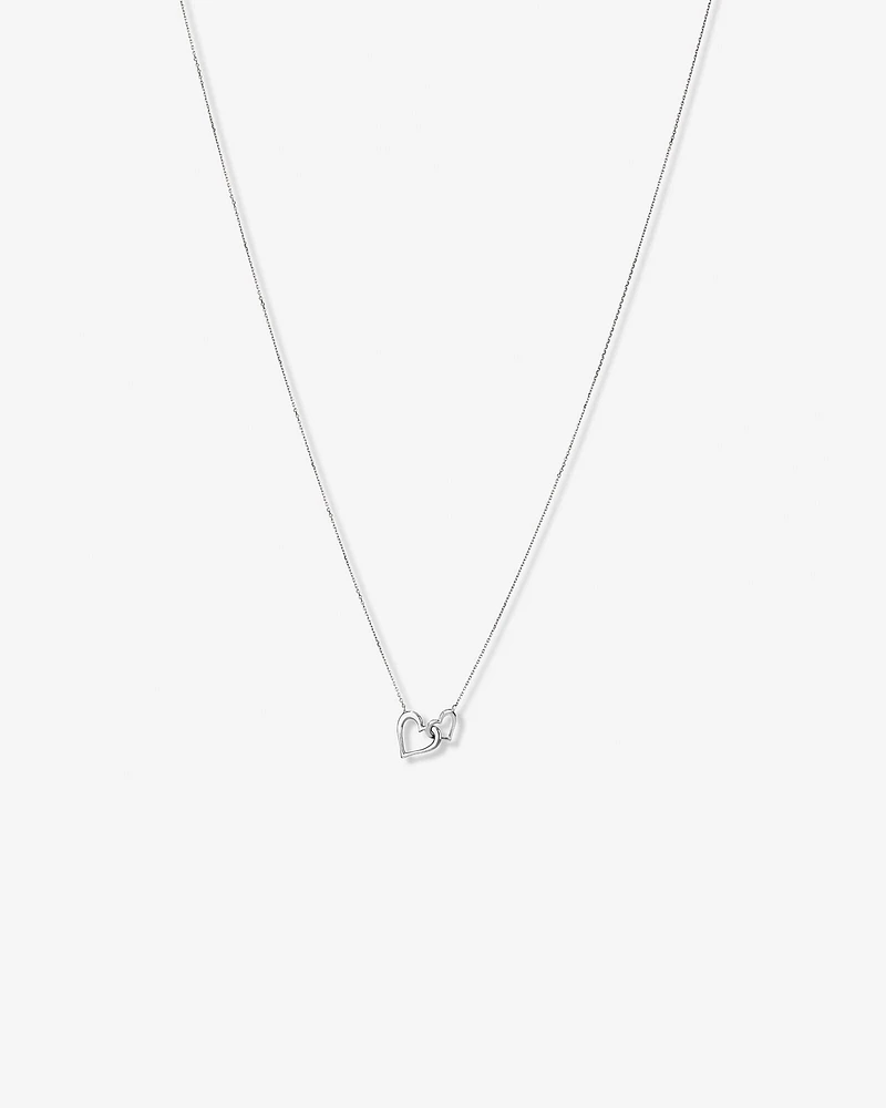 Double Open Heart Necklace in Sterling Silver