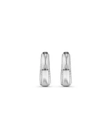 Textured Tapered Dome Huggie Earrings in Sterling Silver