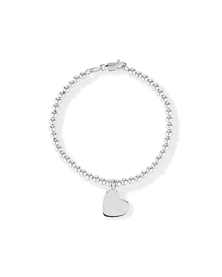 19cm (7.5") Engravable Heart Bead Bracelet in Sterling Silver