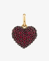 Ruby Pave Heart Pendant in 10kt Yellow Gold