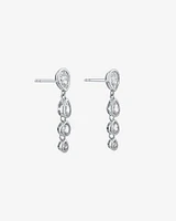 Pear Shaped Cubic Zirconia Bezel Set Stud Drop Earrings in Sterling Silver