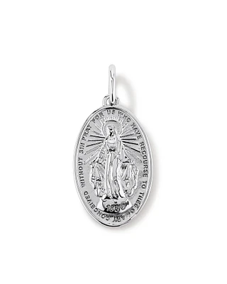 Oval St Madonna Pendant in Sterling Silver