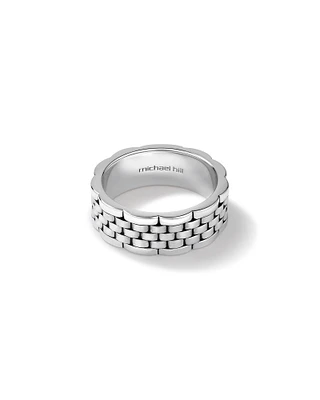 Bague pour hommes texturée à motif de maillons en argent sterling