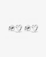 Open Heart Stud Earrings in Sterling Silver