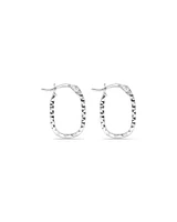 Diamond Cut Paperclip Hoop Huggie Earrings in Sterling Silver