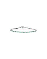 Emerald & Diamond Dot Dash Tennis Bracelet with 0.62 Carat TW in 10kt White Gold