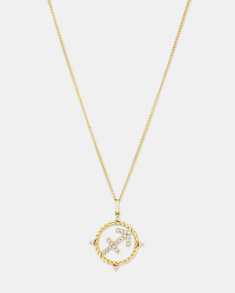 Sagittarius Zodiac Pendant with 0.15 Carat TW of Diamonds in 10kt Yellow Gold