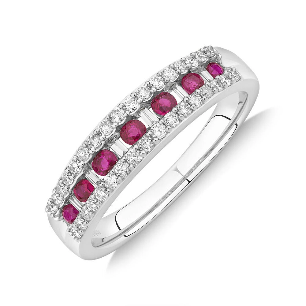 Ring with Ruby & 0.29 Carat TW of Diamonds in 10kt White Gold