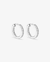 15mm Cubic Zirconia Huggie Hoop Earrings in Sterling Silver