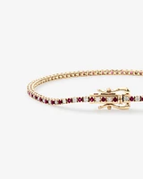 0.68 Carat TW Diamond and Created Ruby Tennis Bracelet in 10kt Yellow Gold