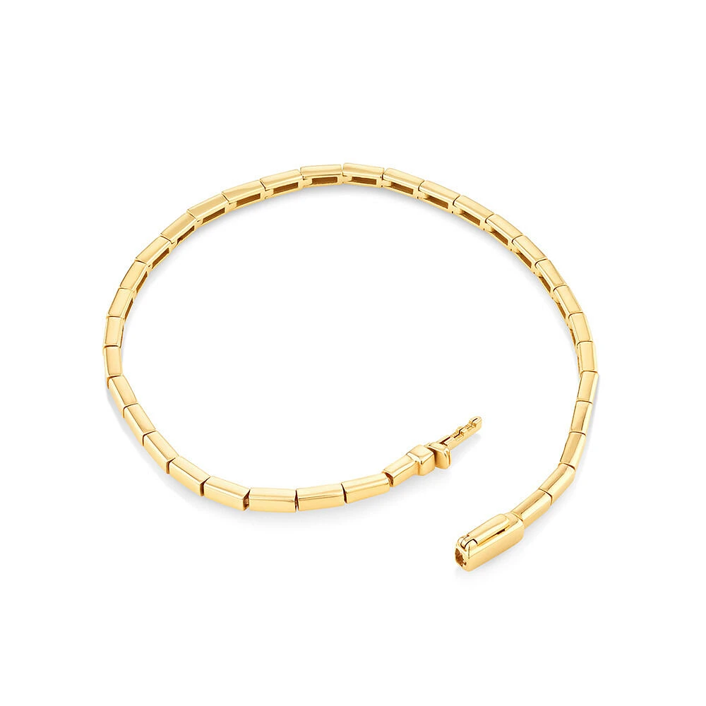 Rectangular Link Metal Tennis Bracelet in 10kt Yellow Gold