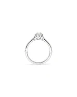 Bague à halo ovale en or blanc 14 K avec diamants totalisant 0,50 ct