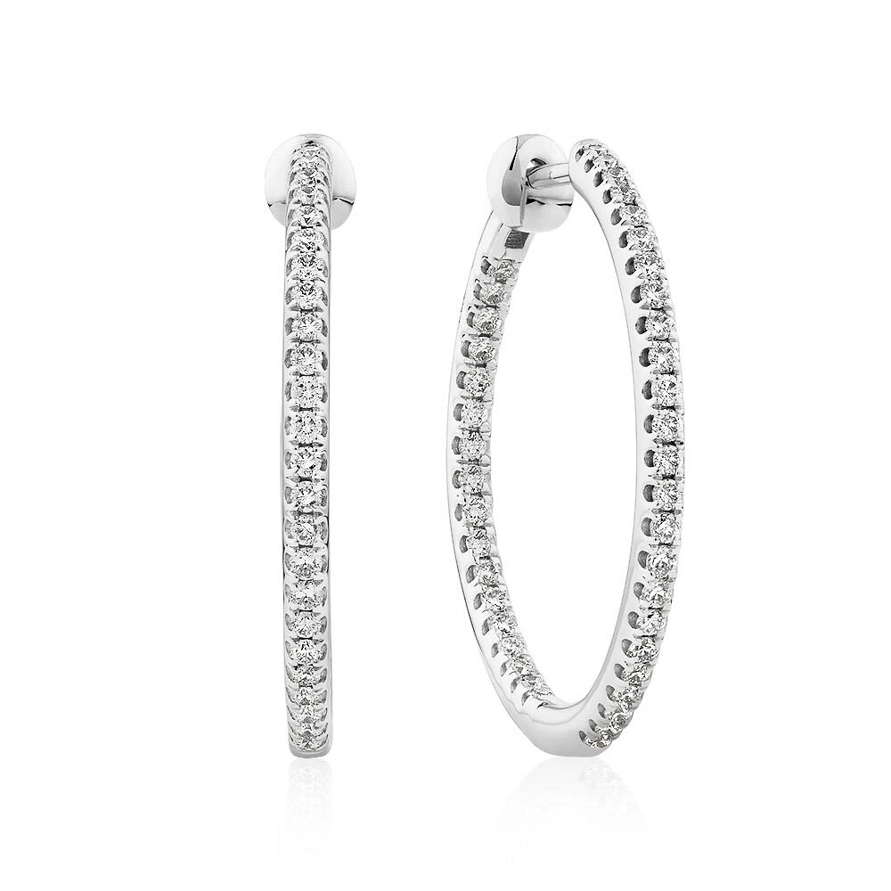 Hoop Earrings With 0.50 Carat TW Of Diamonds in 10kt White Gold