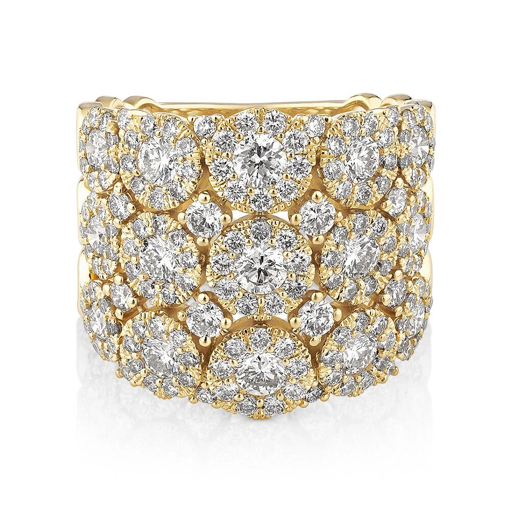 3 Row Bubble Ring with 3.00 Carat TW Diamonds in 14kt Gold