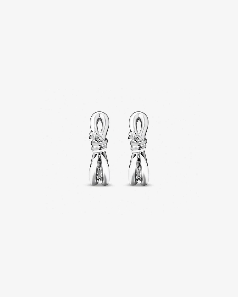 Knot Half Hoop Stud Earrings in Sterling Silver