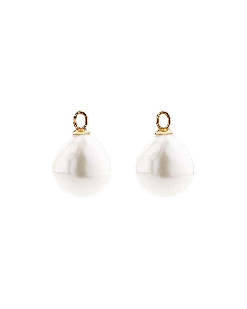 Drop Earrings with Cultured Freshwater Baroque Pearls in 10kt Yellow Gold