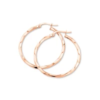 28mm Square Twist Hoop Earrings in 10kt Yellow Gold