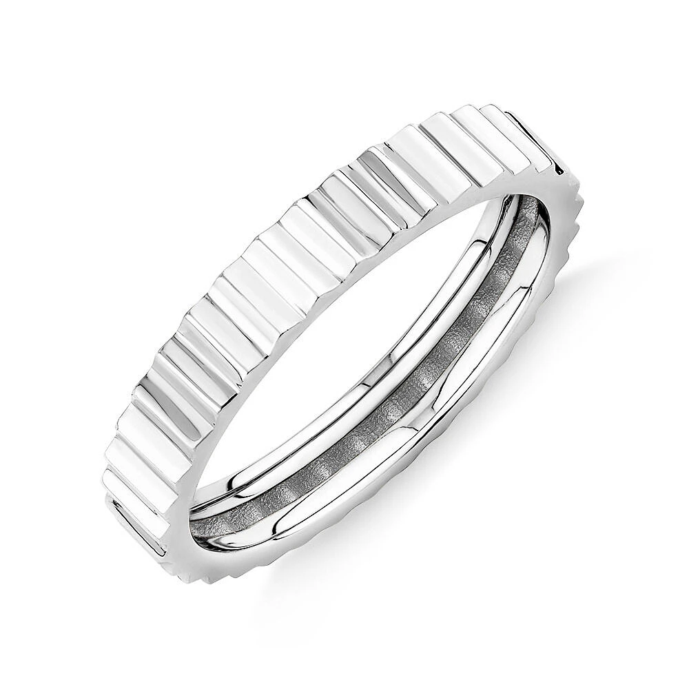 Ribbed Stacker Ring 10kt White Gold