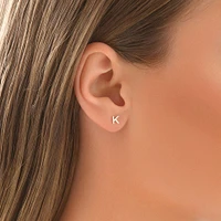 E Initial Single Stud Earring in Sterling Silver