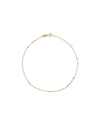 Flat Paperclip Chain Anklet in 10kt Yellow Gold