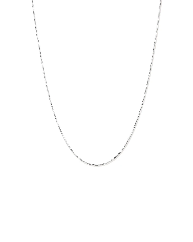 50cm (20") 1.25mm Width Round Box Chain Necklace in Sterling Silver