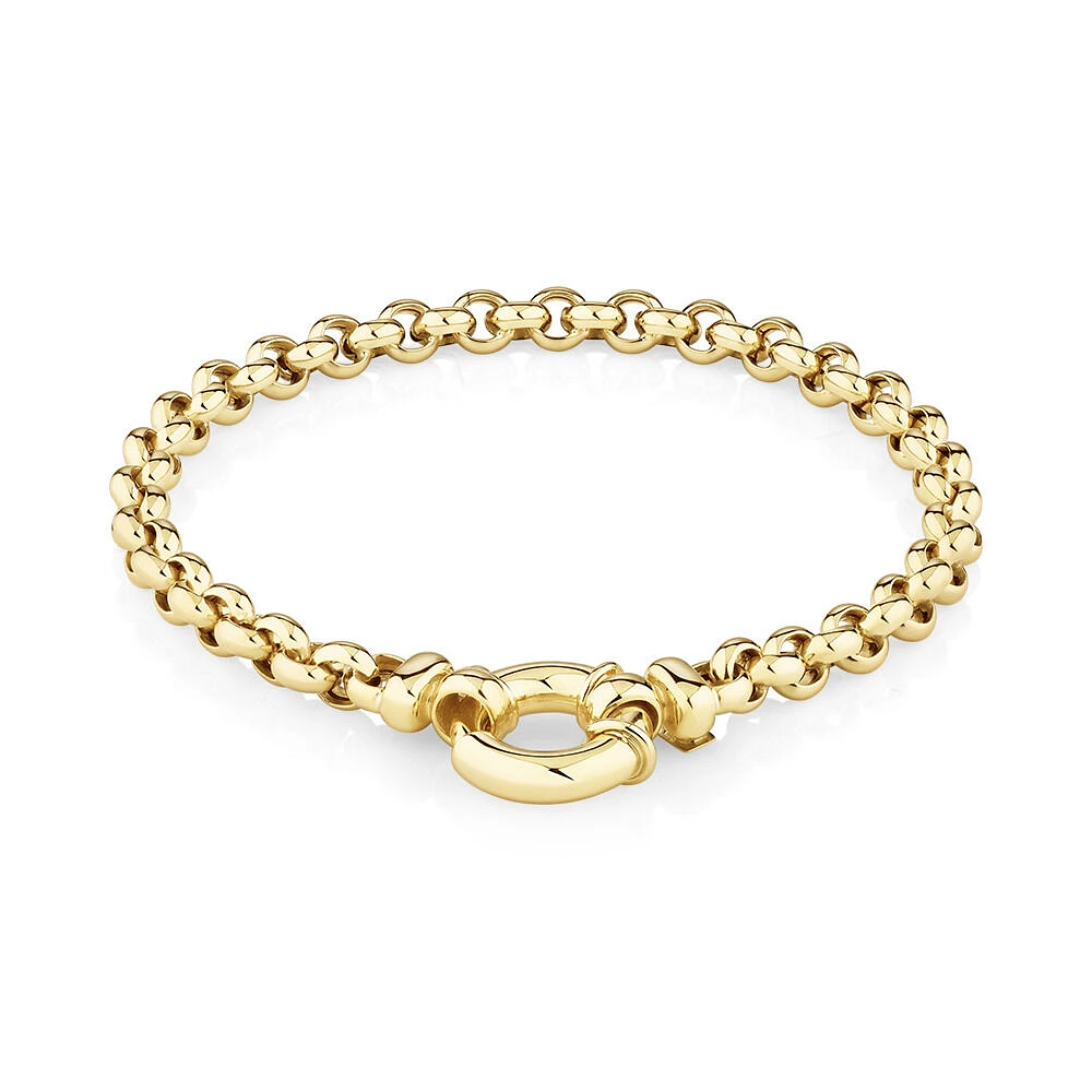 Bracelet à chaîne belcher en or jaune 10 K de 19 cm, largeur de 5 à 5,5 mm