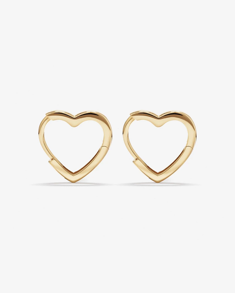 11mm Heart Shape Huggie Earrings in 10kt Yellow Gold