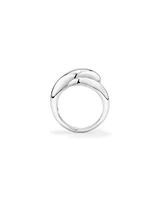 Tapered Dome Open Bypass Ring in Sterling Silver