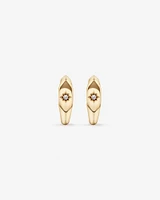 Diamond Star Accent Signet Huggie Hoop Earrings in 10kt Yellow Gold