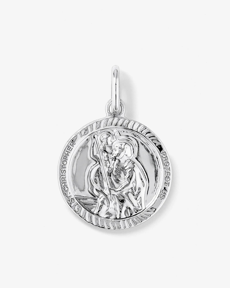 Round St Christopher Pendant in Sterling Silver