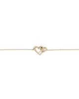 Double Open Heart Bracelet in 10kt Yellow Gold