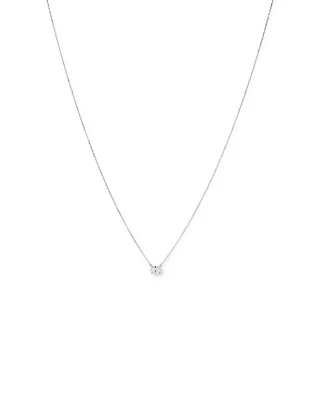 0,25 Carats TW Collier solitaire diamant taille ovale en or blanc 18kt