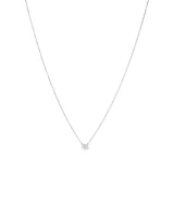 0.25 Carat TW Oval Cut Diamond Solitaire Necklace in 18kt White Gold