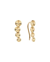 Sunray Graduated Disc Climber Earrings in 10kt Yellow Gold