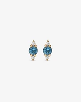 London Blue Topaz and Diamond Stud Earrings in 10kt Yellow Gold