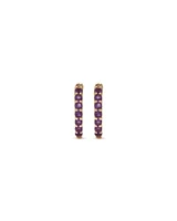 Amethyst Huggie Hoop Earrings in 10kt Yellow Gold