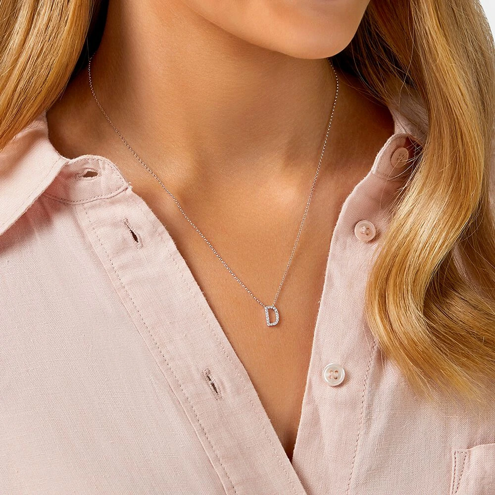 A' Initial necklace with 0.10 Carat TW of Diamonds in 10kt White Gold