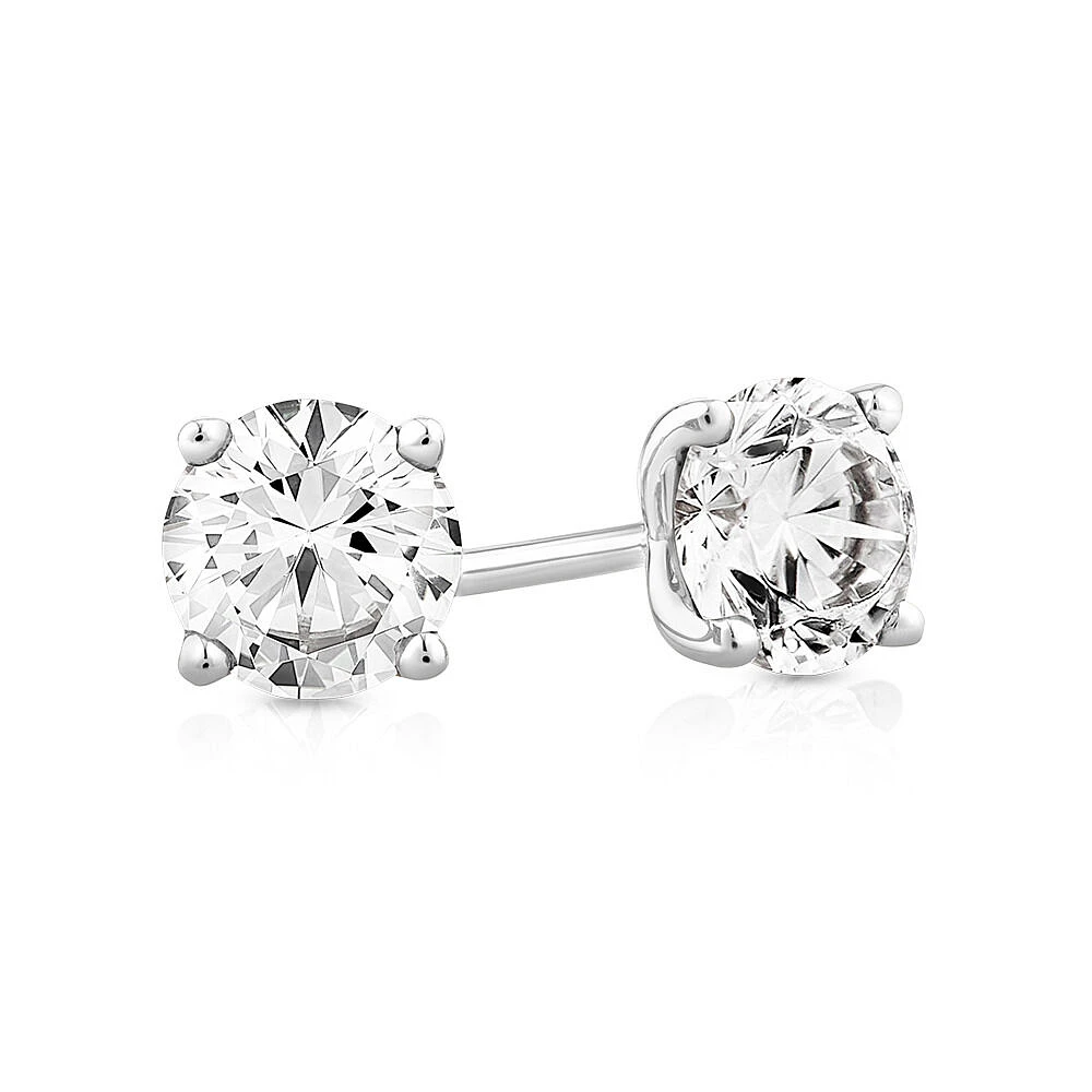 1.00 Carat TW Diamond Solitaire Stud Earrings in 18kt White Gold