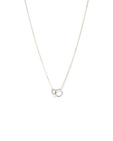 Two-Tone Double Circle Link Hammered Finish Necklace in 10kt White & Yellow Gold