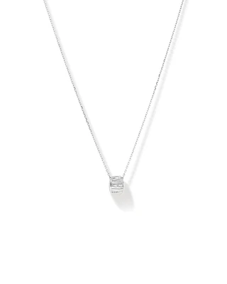 Cubic Zirconia Tapered Chunky Rib Pendant Necklace in Sterling Silver