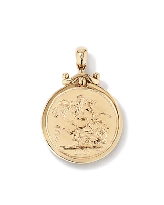 Full Sovereign Medallion Pendant in 10kt and 22kt Yellow Gold